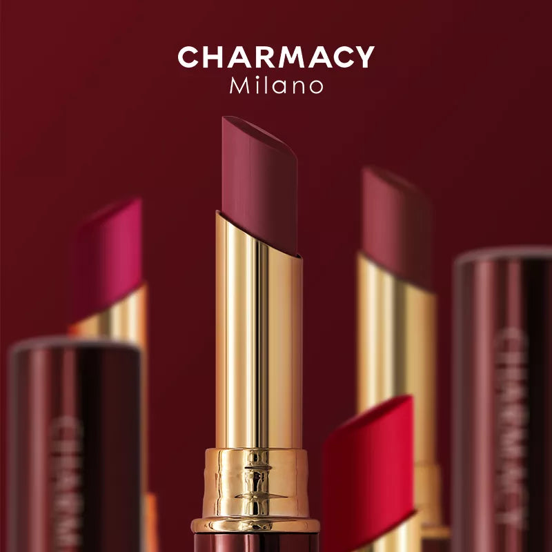 Charmacy batom de veludo à prova d'água, 16 cores, fácil de usar, batom de longa duração, maquiagem labial fosca de longa duração, cosméticos