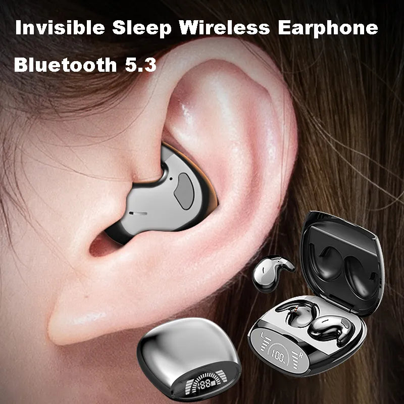 WS Mini Fones De Ouvido Sem Fio, Fones De Ouvido Invisíveis Do Sono, Cancelamento De Ruído Oculto, Fone De Ouvido Minúsculo, Estéreo Esportivo, Bluetooth 5.3