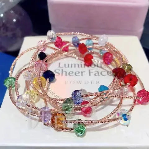 Moda fantasia contas de cristal multicamadas pulseira conjuntos para mulheres meninas pulseiras ajustáveis nova tendência jóias presente acessórios