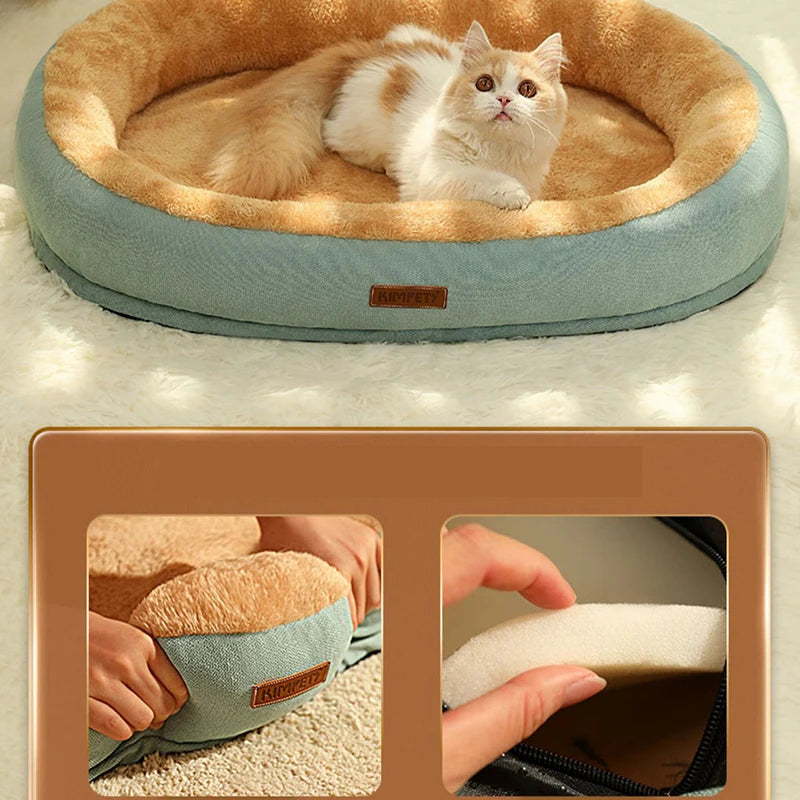 Cama para gatos, canil para animais de estimação, antiderrapante, inverno, quente, pequeno, canil, dormir, removido, lavado, macio, almofada, suprimentos para gatos