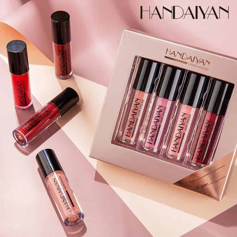 4 Cores Lip Gloss Batom Conjunto Sexy Batom Matte À Prova D 'Água Antiaderente Copo Lip Tint Cosméticos Maquiagem