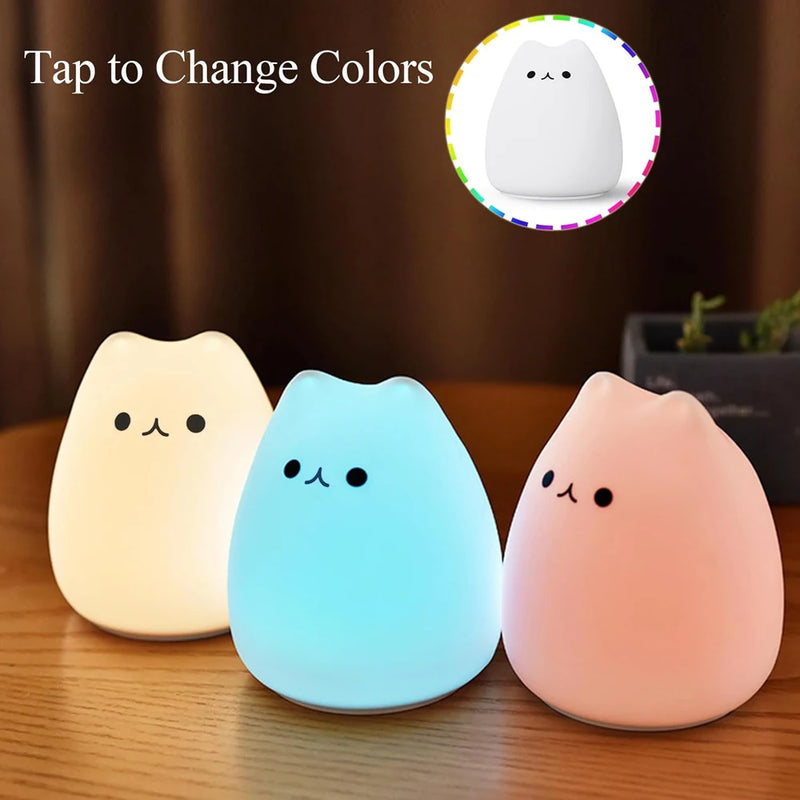 Gato bonito lâmpada gatinho luz da noite para meninas  e Princesas, excelente presente de aniversário para crianças bebê silicone kawaii nightlight decoração do quarto do berçário