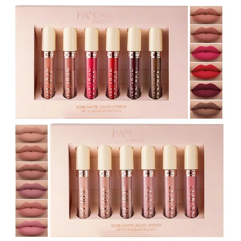 Mega Oferta 6 Pçs/set Matte Velvet Lip Gloss À Prova D 'Água de Longa Duração Batom Líquido Cosméticos Beleza Manter 24 Horas Maquiagem